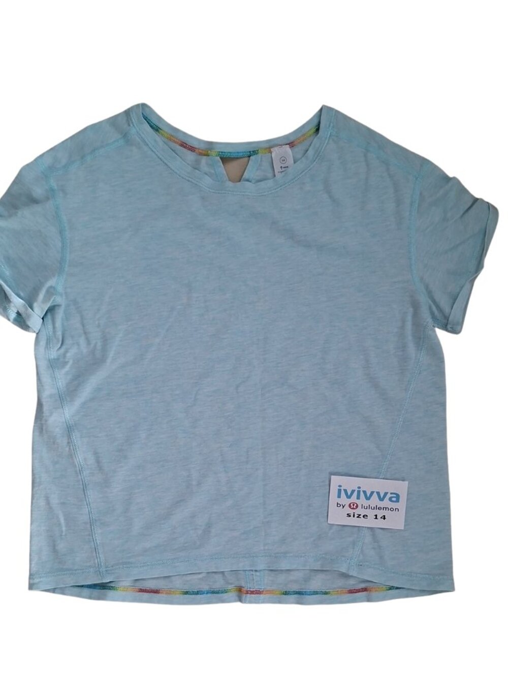 Ivivva Girl by Lululemon🍋In A Rhythm Tee*Pima Cotton aquamarine size 14